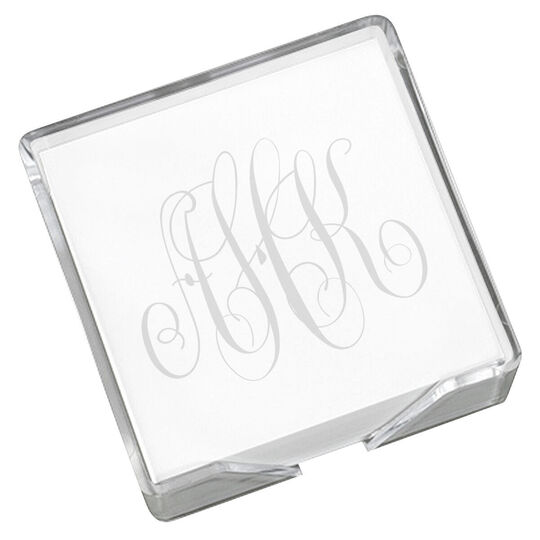 Watercolor Monogram Memo Square with Holder